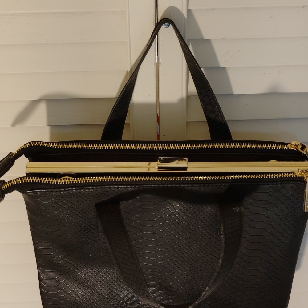 Dune London Black Satin Cosmetic Bag with Gold Accents - Picture 8 of 14